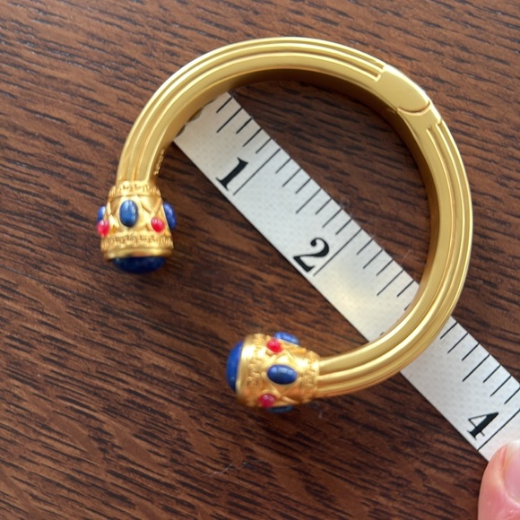 PJM China Gold Tone Greek Key Lapis Ruby Bracelet - Picture 7 of 8